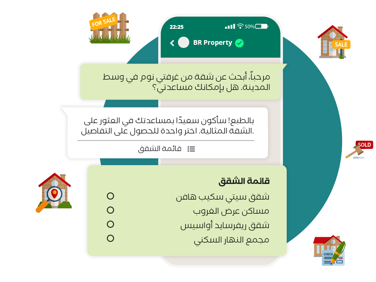 إرسال تفاصيل و معلومات
العقارات عبر الواتساب آليا